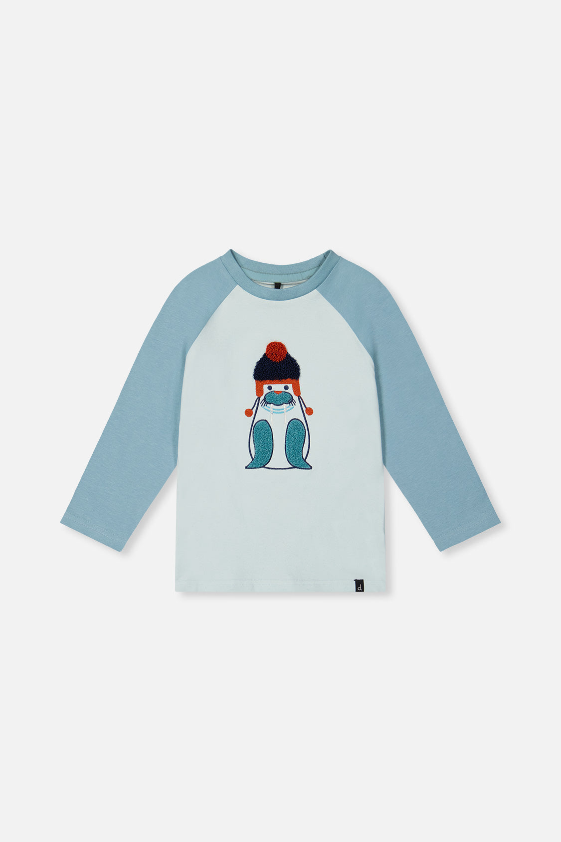 Long Sleeve Raglan Organic Cotton T-Shirt Very Pale Turquoise - Image 8