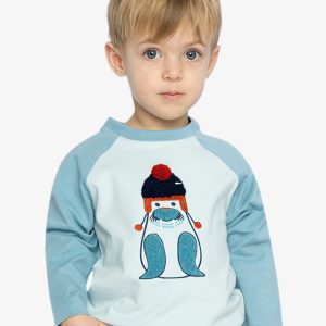 Long Sleeve Raglan Organic Cotton T-Shirt Very Pale Turquoise - Image 3