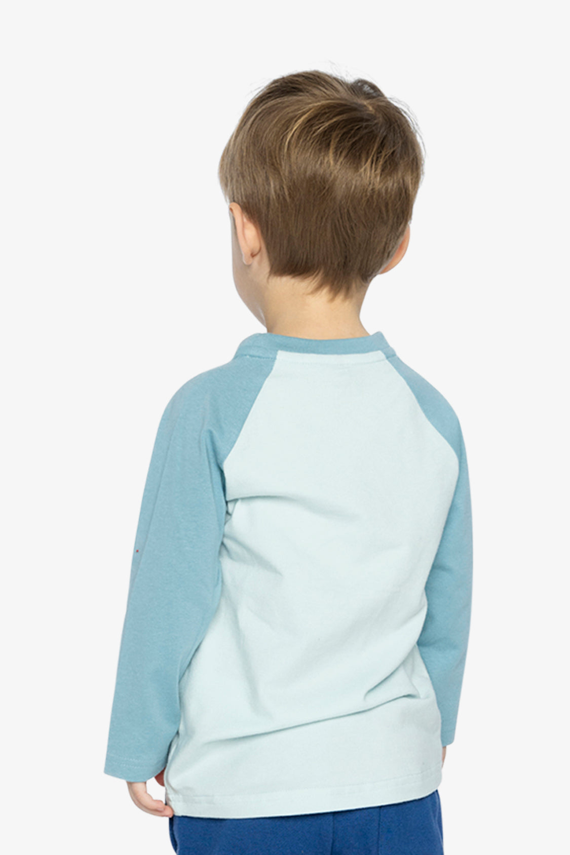 Long Sleeve Raglan Organic Cotton T-Shirt Very Pale Turquoise - Image 5