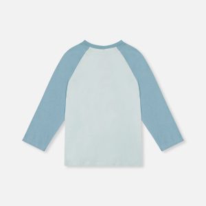 Long Sleeve Raglan Organic Cotton T-Shirt Very Pale Turquoise - Image 4