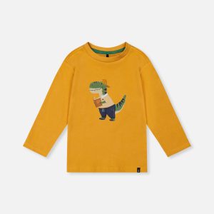 Long Sleeve Organic Cotton T-Shirt Mustard Yellow - Image 9