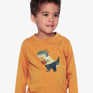 Long Sleeve Organic Cotton T-Shirt Mustard Yellow - Image 3