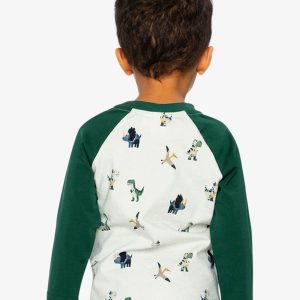 Long Sleeve Raglan T-Shirt Beige Dinosaur Print - Image 4