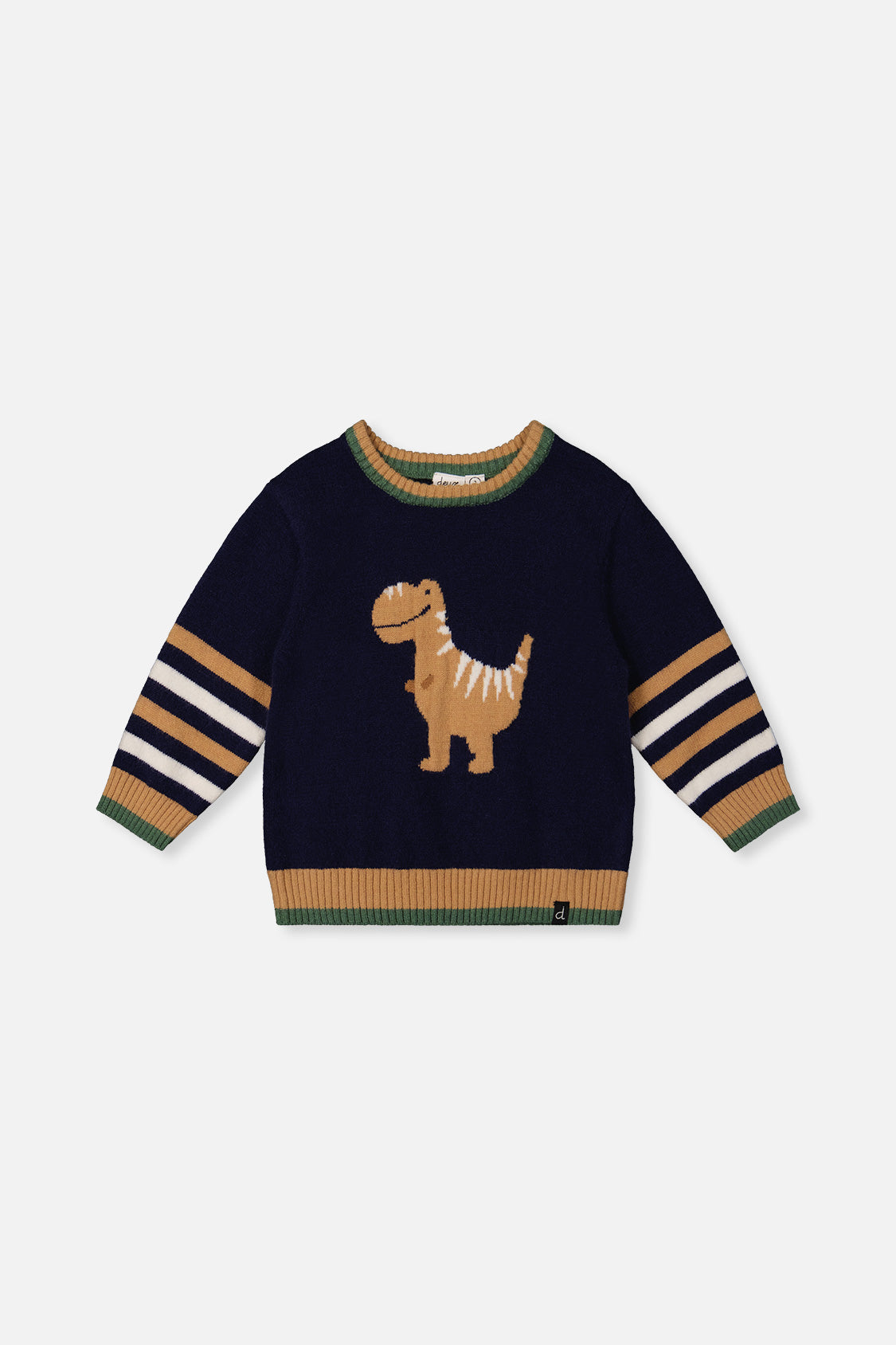 Knit Sweater With Intarsia Dark Blue, Brown And Beige - Image 9