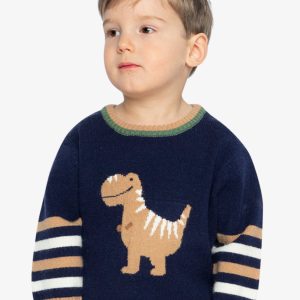Knit Sweater With Intarsia Dark Blue, Brown And Beige - Image 4