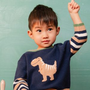 Knit Sweater With Intarsia Dark Blue, Brown And Beige - Image 3