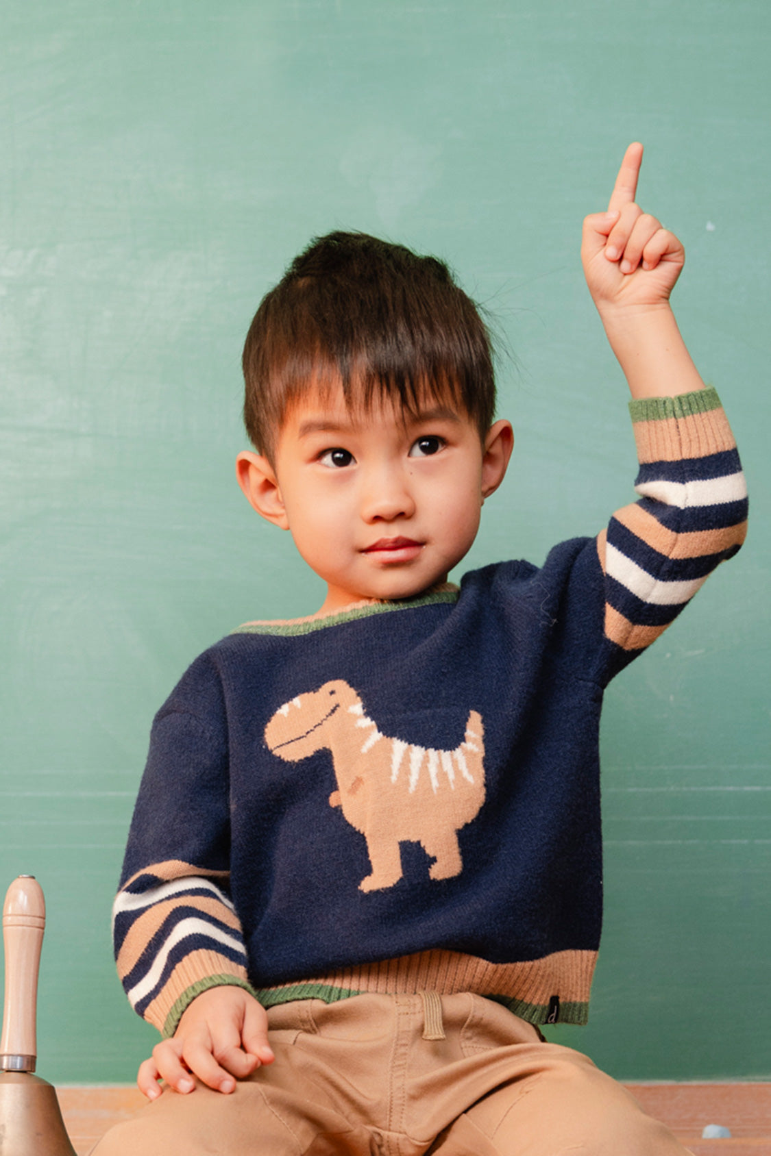 Knit Sweater With Intarsia Dark Blue, Brown And Beige - Image 3