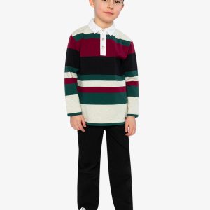 Polo Top Blue Striped Red, Green And Grey - Image 5