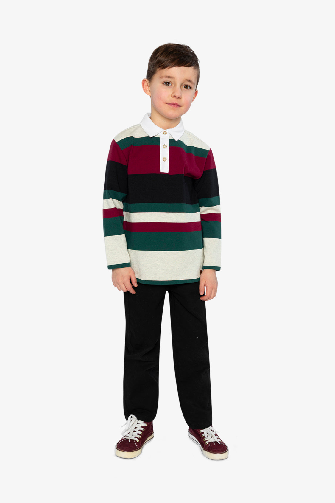 Polo Top Blue Striped Red, Green And Grey - Image 5