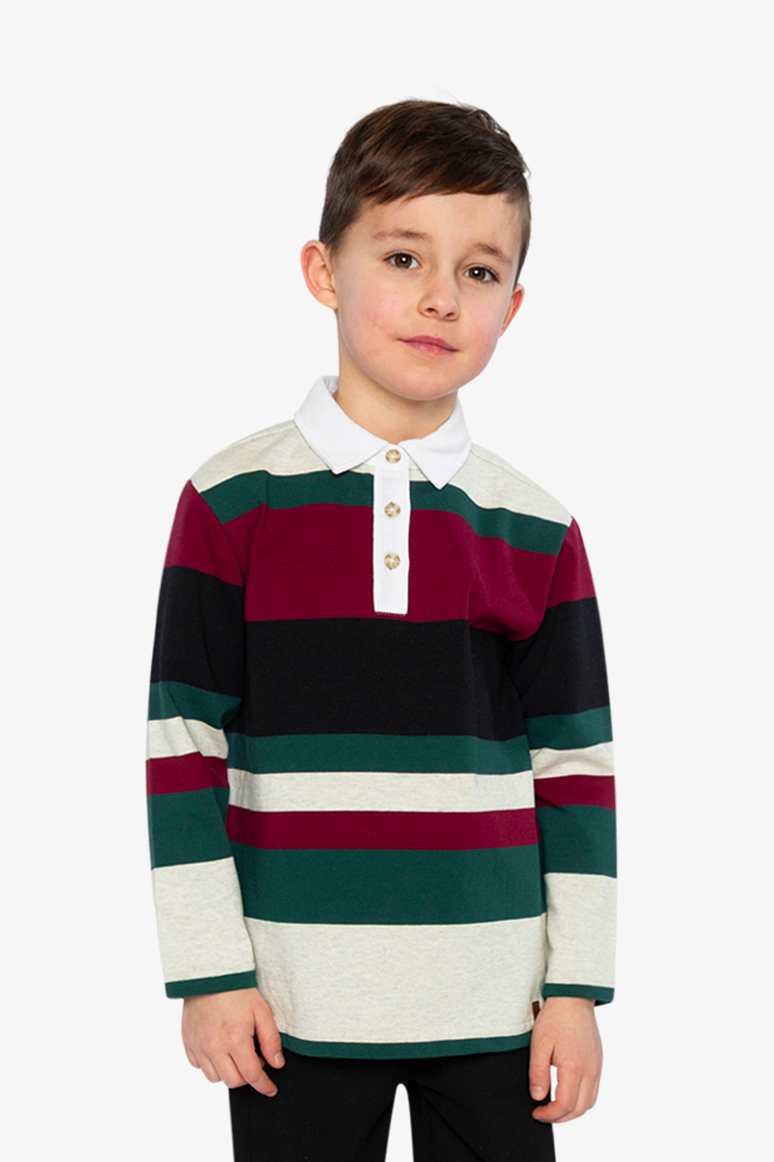 Polo Top Blue Striped Red, Green And Grey - Image 2