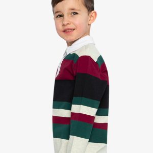 Polo Top Blue Striped Red, Green And Grey - Image 3
