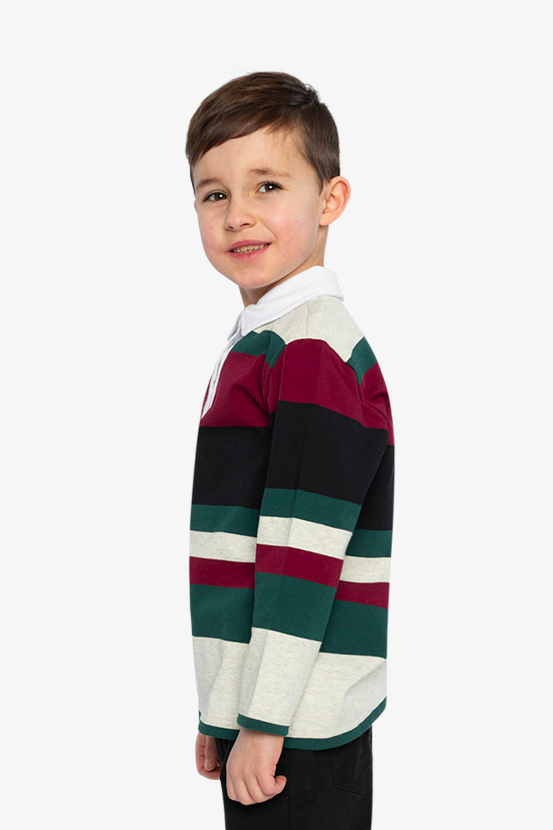 Polo Top Blue Striped Red, Green And Grey - Image 3