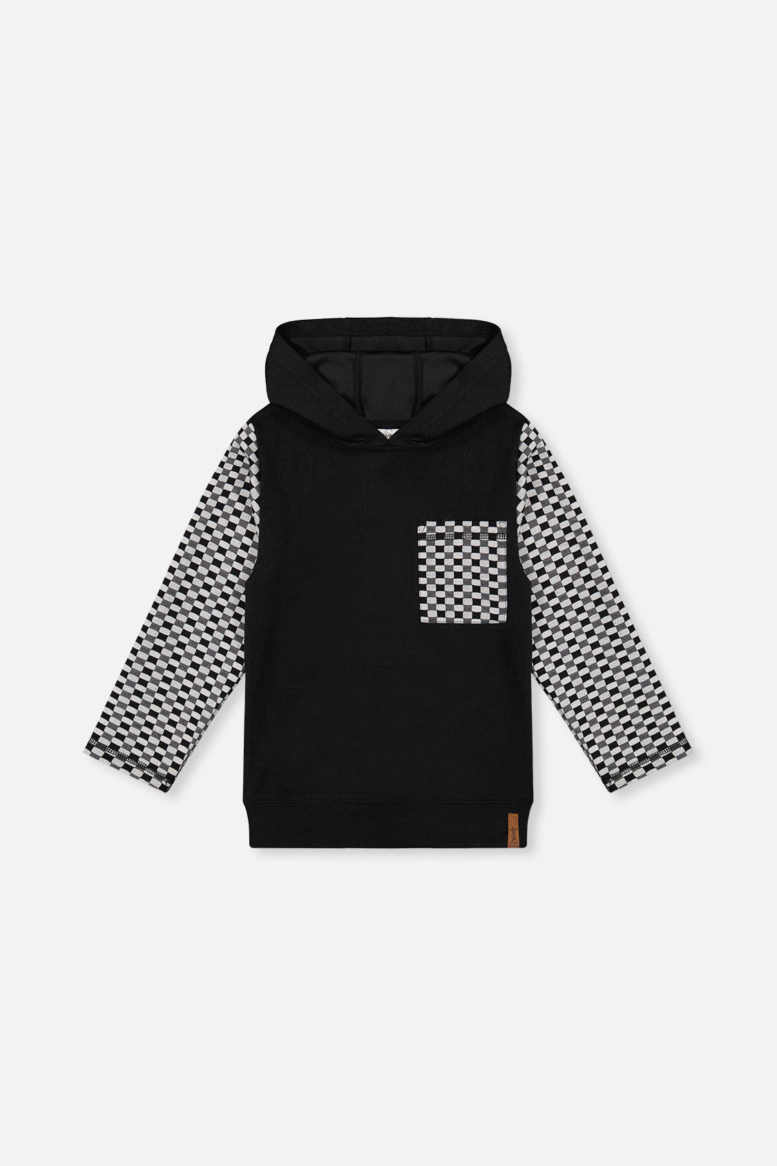 Colorblock Hooded Top With Chest Pocket Black And White - Image 9