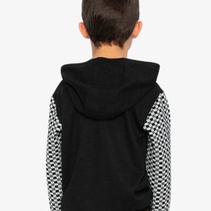 Colorblock Hooded Top With Chest Pocket Black And White - Image 4