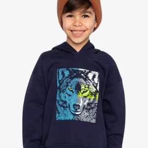 Fleece Hooded Sweatshirt Dark Blue - Image 3