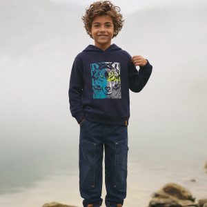 Alternative view of Fleece Hooded Sweatshirt Dark Blue