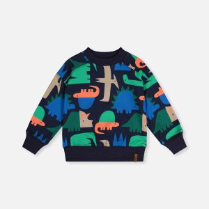 Fleece Sweatshirt Blue Dinosaur Print - Image 11