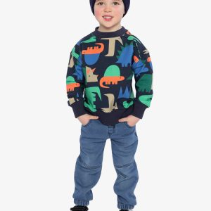 Fleece Sweatshirt Blue Dinosaur Print - Image 5