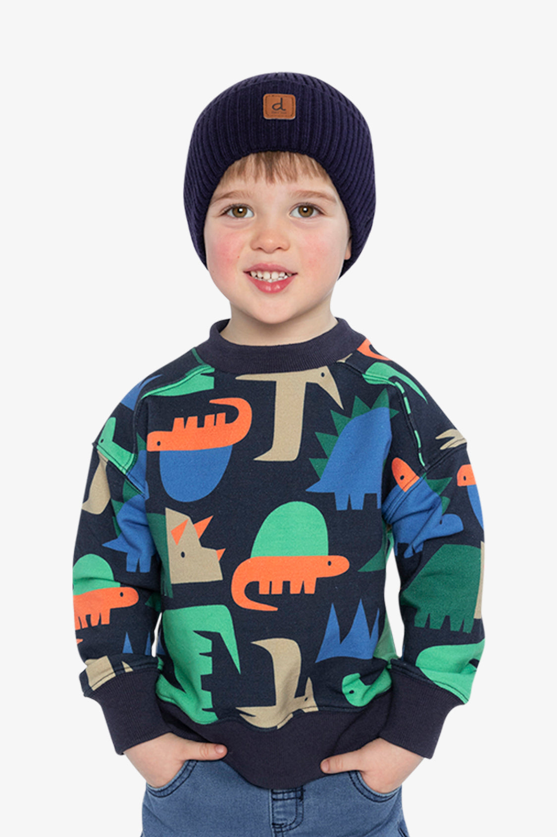 Fleece Sweatshirt Blue Dinosaur Print - Image 2