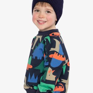 Fleece Sweatshirt Blue Dinosaur Print - Image 3
