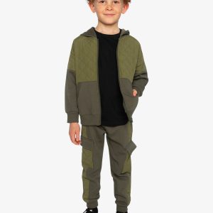 Full Zip Hooded Bi-Material Cardigan Green - Image 5