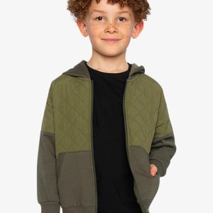 Alternative view of Full Zip Hooded Bi-Material Cardigan Green