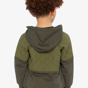 Full Zip Hooded Bi-Material Cardigan Green - Image 4