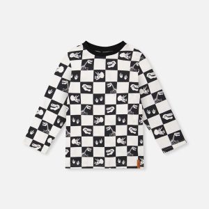 Organic Cotton Long Sleeve T-Shirt Black And White Checker - Image 7