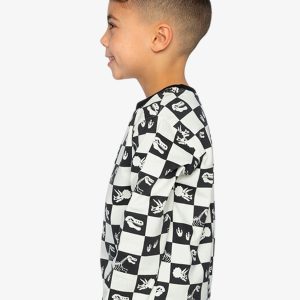 Organic Cotton Long Sleeve T-Shirt Black And White Checker - Image 3