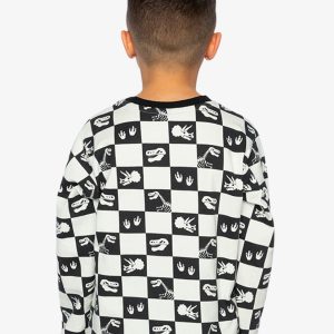 Organic Cotton Long Sleeve T-Shirt Black And White Checker - Image 4
