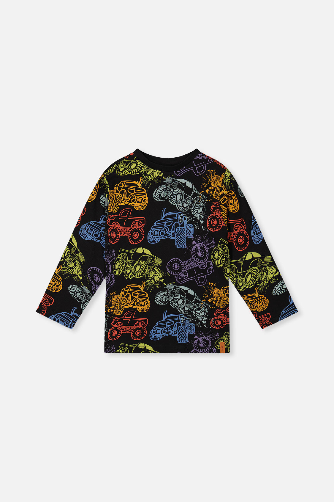 Organic Cotton Long Sleeve T-Shirt Black Monster Truck Print - Image 9