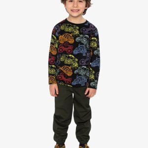 Organic Cotton Long Sleeve T-Shirt Black Monster Truck Print - Image 5