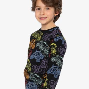 Organic Cotton Long Sleeve T-Shirt Black Monster Truck Print - Image 3