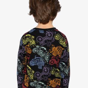 Organic Cotton Long Sleeve T-Shirt Black Monster Truck Print - Image 4
