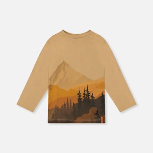 Long Sleeve Organic Cotton T-Shirt Beige