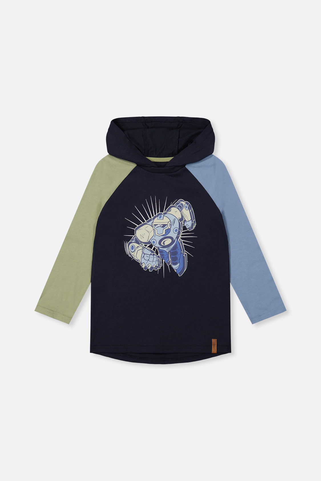 Raglan Hooded T-Shirt Dark Blue And Green - Image 13