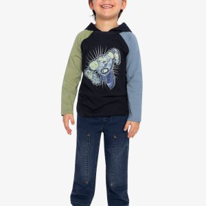 Raglan Hooded T-Shirt Dark Blue And Green - Image 5