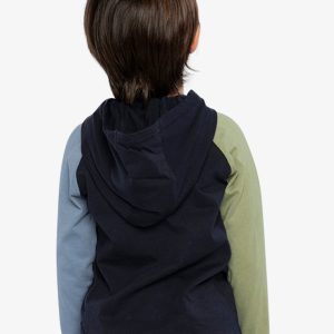 Raglan Hooded T-Shirt Dark Blue And Green - Image 4