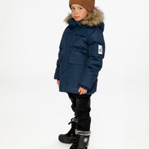 Winter Jacket With Faux-Fur Hood Dark Blue - Image 4