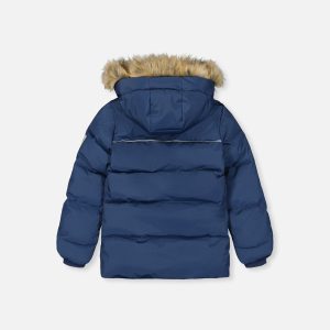 Winter Jacket With Faux-Fur Hood Dark Blue - Image 3