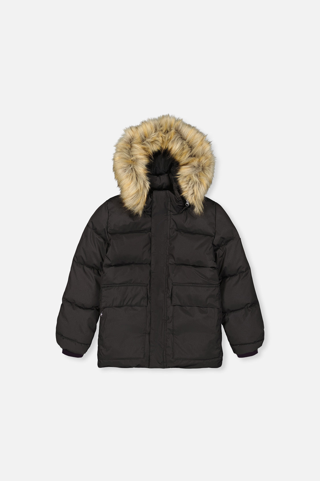Winter Jacket With Faux-Fur Hood Black - Image 8