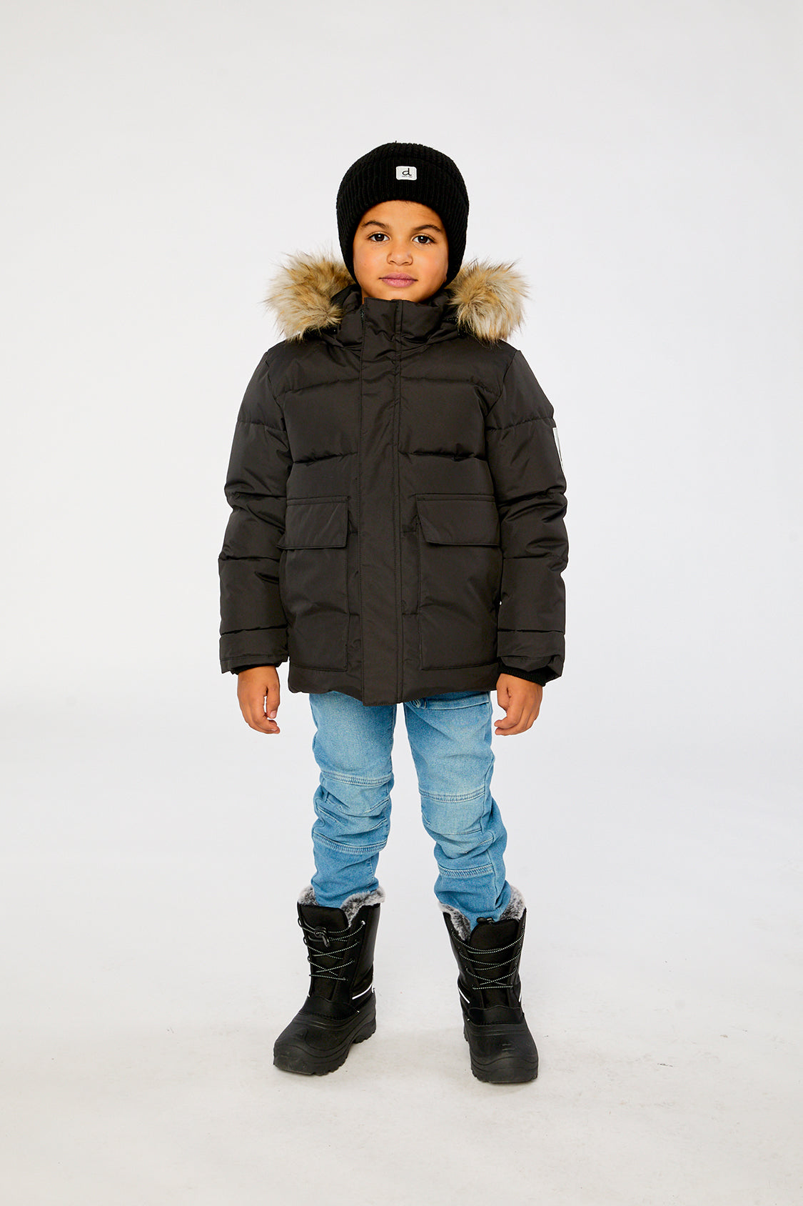 Winter Jacket With Faux-Fur Hood Black - Image 2