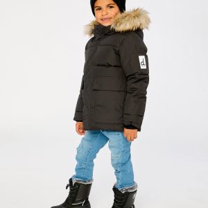 Winter Jacket With Faux-Fur Hood Black - Image 4