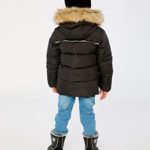 Winter Jacket With Faux-Fur Hood Black - Image 5
