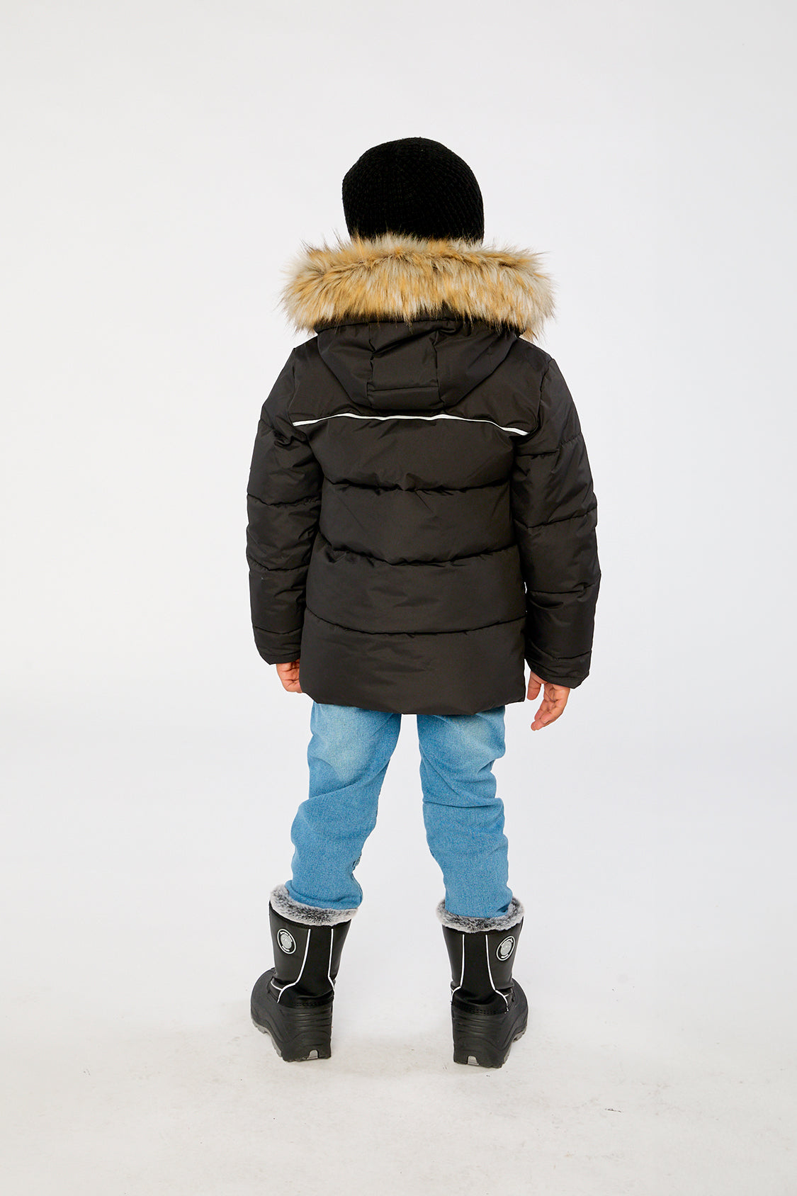 Winter Jacket With Faux-Fur Hood Black - Image 5