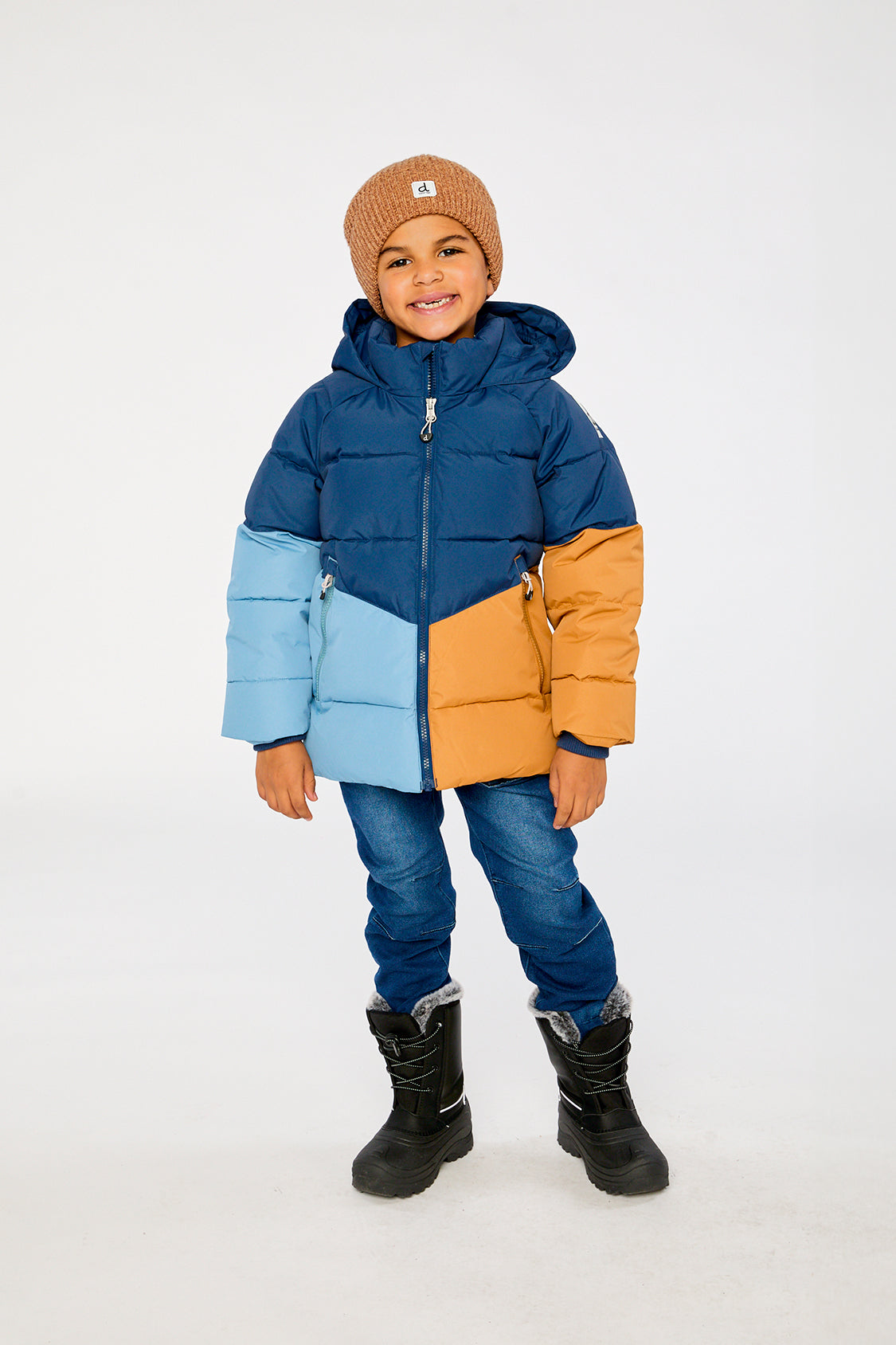 Color-Block Winter Jacket Dark Blue - Image 2