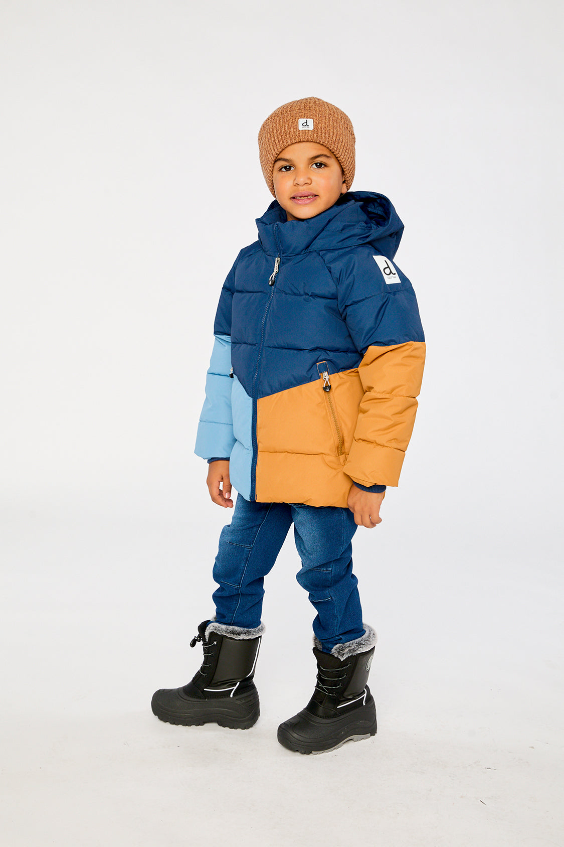 Color-Block Winter Jacket Dark Blue - Image 4