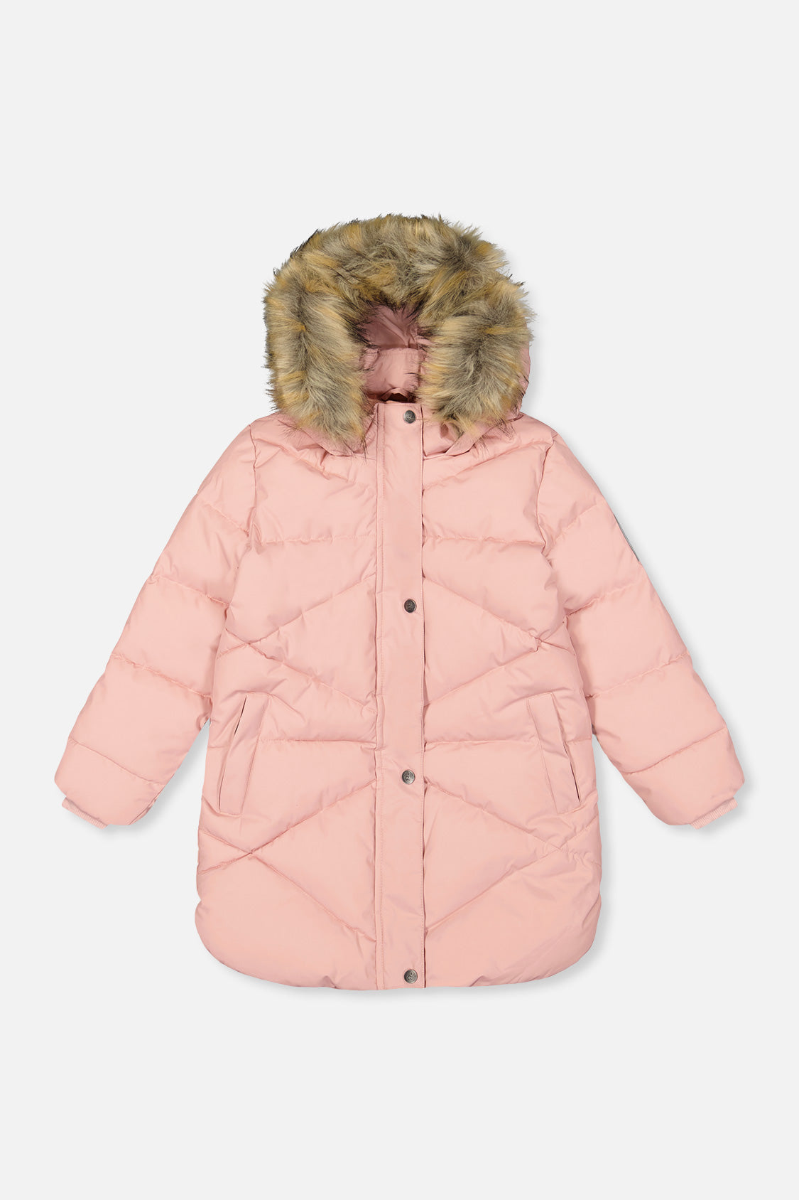 Long Winter Puffer Coat Pale Dusty Pink - Image 9