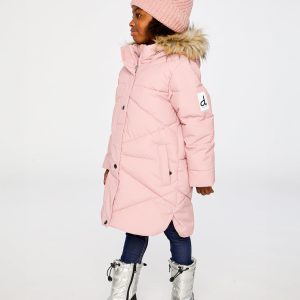Long Winter Puffer Coat Pale Dusty Pink - Image 4