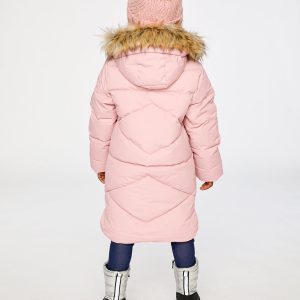 Long Winter Puffer Coat Pale Dusty Pink - Image 5